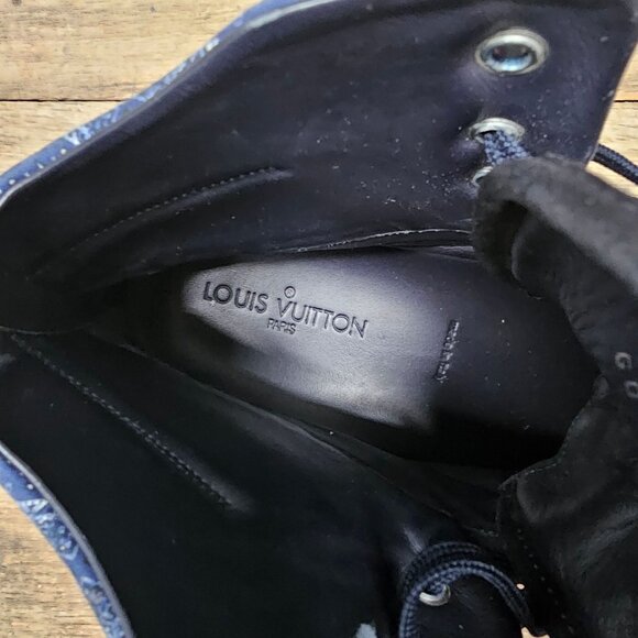Louis Vuitton On The Road Blue Monogram Bandana High-Top Sneakers Men's Size 11 - Picture 9 of 11